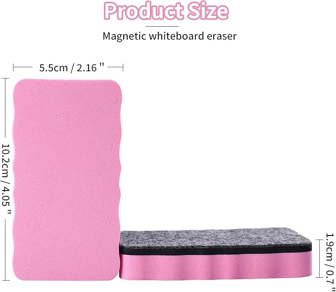 Dry Erase Erasers, 24 Pack Magnetic Whiteboard Eraser Chalkboard Cleansers Wiper for Classroom Office and Home (24mixed)