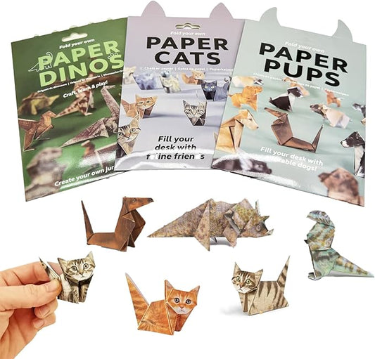 50 Sheets DIY Paper Cats, Origami Paper Kit to Fold Cute Cat Figures, Desk Origami Cats Decoration, Craft Activity for Adults Kids, Creative Gift for Kids Adults Cat Lovers (Cat&Dog&Dinosaur, 50pcs)