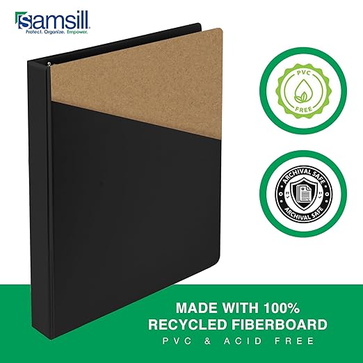 Samsill 0.5 Inch 3 Ring Binder, Economy Round Ring, Clear View Cover, 100 Sheet Capacity - for School, Home, Office - Black, 6 Pack