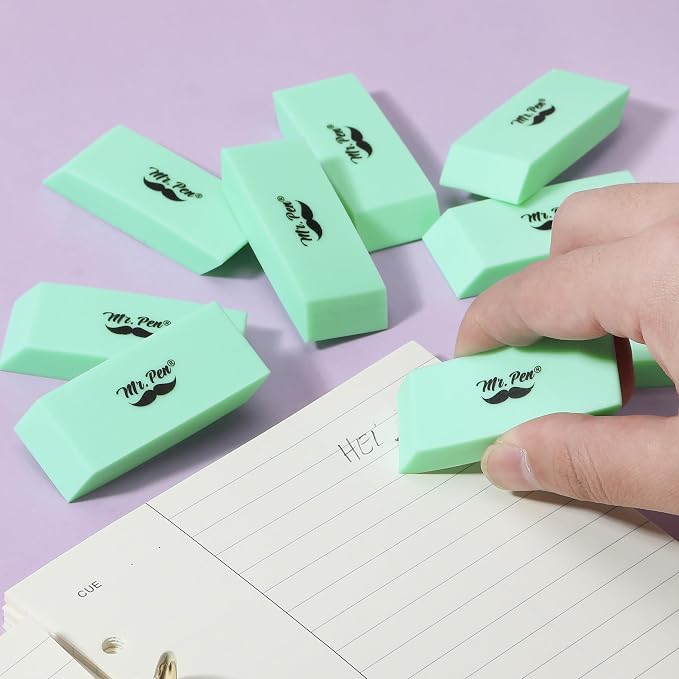 Mr. Pen- Pencil Eraser, 12 Pack, Green