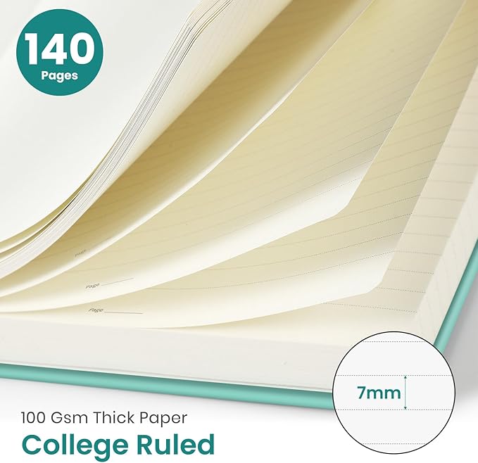 Taja Lined Spiral Journal Notebook for Women, A5 Cute College Ruled Hardcover Notebook for Work & Note Taking, Pretty Journal for Writing, 140 Pages, Drifting Whales