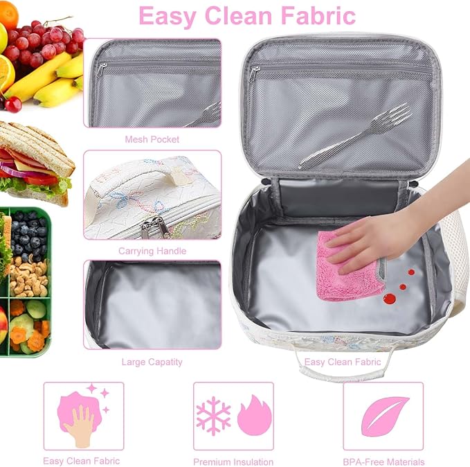 RHCPFOVR Kids Lunch Bag - Insulated Lunch Box for Boys Girls,Washable Lunch Bag and Reusable Toddler Leak-proof Lunchbox for School and Daycare