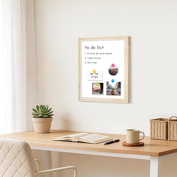 White Board for Wall, 17" x 13" Magnetic Dry Erase Board, Decorative Wooden Frame Whiteboard, Wall Mounted, Aesthetic Writing Board for Home, Office, School - Vintage