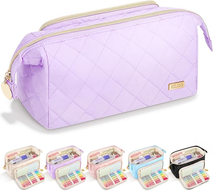 Cute Pencil Case for Girls kids Soft Quilted Pencil Pouch Bag Organizer | Wide Opening Big Marker Crayon Storage Bag Large Double Zipper Art Aesthetic Pen Bag Case Pouch For Kids School College Boys