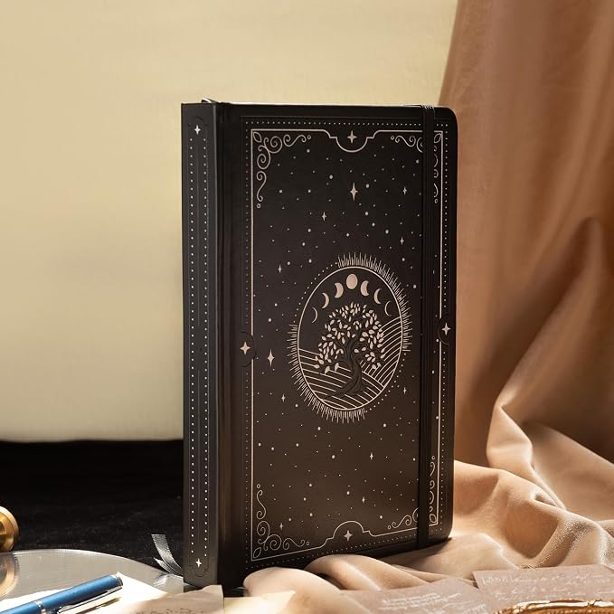 TIEFOSSI Tree of Life Journal, A5 Dotted Journal for Women Men, Dot Aesthetic Notebook with 190 Numbered Pages, Hardcover Vegan Leather Journals with Bookmark, 160 GSM Thick Paper