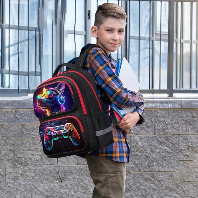 Kids Backpack for School - 17 Inch 3D Reflective Cartoon Bookbag with Dual Zippers, Ergonomic Design for Boys & Girls Ages 6-18 | Durable 600D Polyester Children's Backpack