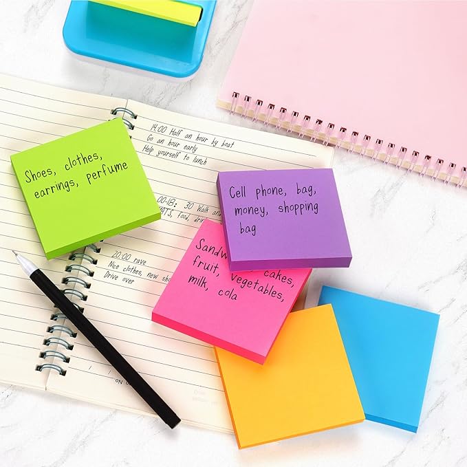 Osboo Sticky Notes 3x3 Pop Up Self-Stick Notes Pads with 6 Bright Colors, Easy to Post for Office, School, Home, 6 Pads/Pack, 100 Sheets/Pad(Pop Up)