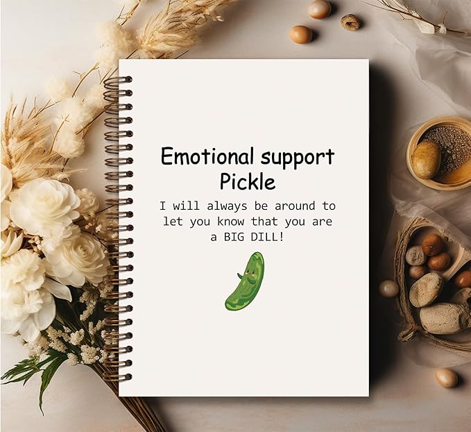 Emotional Support Pickle Spiral Notebook Journal,Therapist Mental Health Gifts College Ruled Spiral Notebook for Offices Schools Classrooms,Inspirational Gifts for Work School Student Teacher