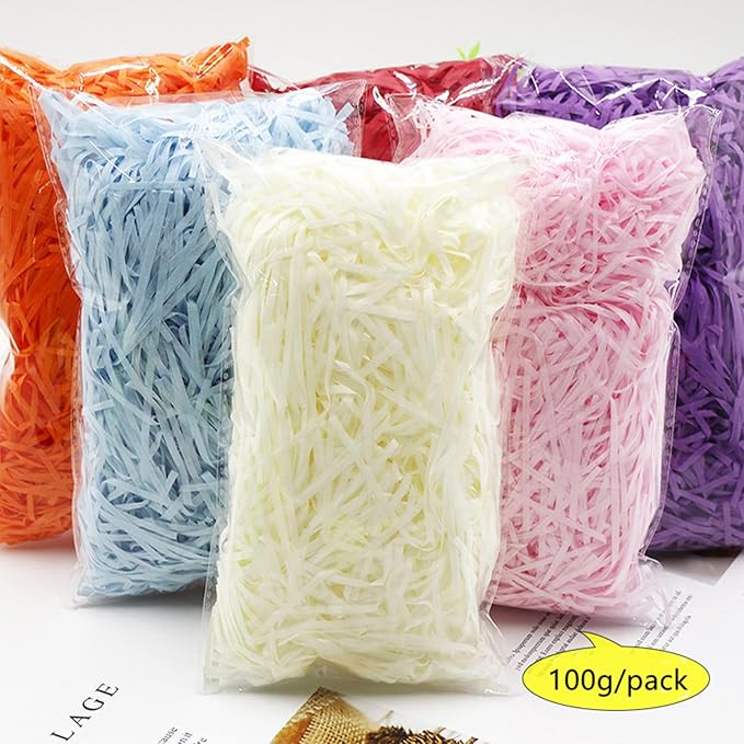 Raffia Paper Shreds, 100g Shredded Paper for Gift Box, Crinkle Cut Paper Shred Filler for Gift Wrapping & Basket Filling(Purple)