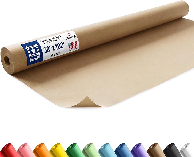 Natural Kraft Brown Construction Paper Roll 36" x 100 ft – Made in USA – 36" Bulletin Board Paper for Classroom & School, Teachers & Kids