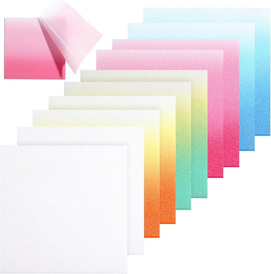 500Pcs Transparent Sticky Notes, Glitter Translucent Clear Sticky Notes Tabs Gradient, See Through Note for Office College School Supplies Pads