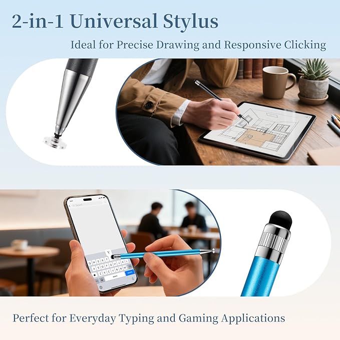 ChaoQ 2-in-1 Stylus Pen for Touchscreen, 12pcs High Sensitivity and Precision Stylus Pens for iPad iPhone Android Suitable for All Touch Screens