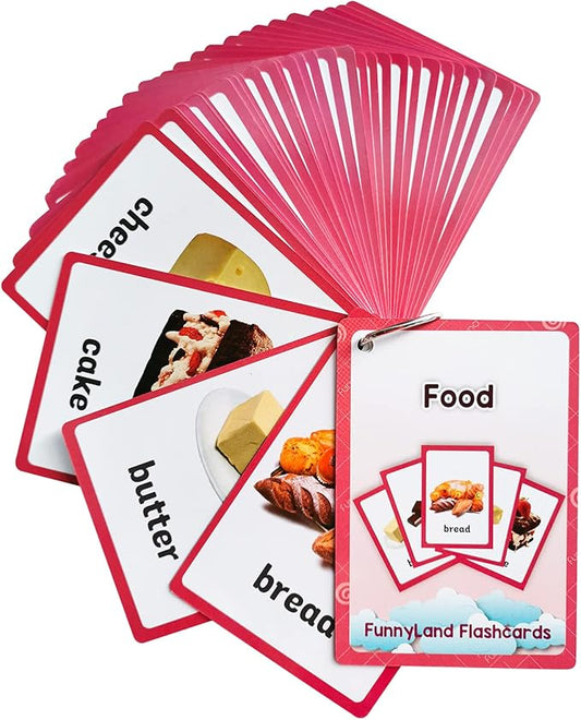 Lilias Food Flash Cards, Toddler Learning Toys, Preschool Learning Toys, Homeschool Supplies, Learning Supplies for Kindergarten, 4.3 X 3.14 Inch, 35 Cards in Set