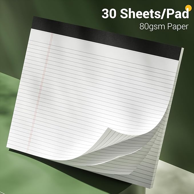 AILZFEI 3 Pack Legal Pads 11 x 9.5 College Ruled White Paper Note Pad Narrow Ruled 30 Sheets Notepads Perforated Writing Pad Clear Print Horizontal Pads of Paper