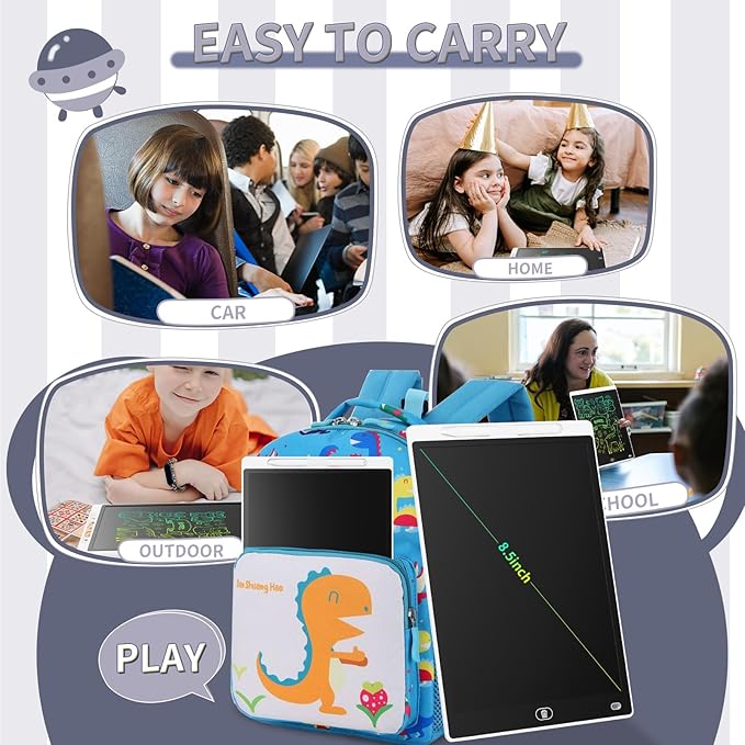 [2 Pack] Genialba LCD Writing Tablet 8.5-Inch Colorful Doodle Board, Toddler Learning Educational Toys Gifts for 3-8 Years Old Girls and Boys, Electronic Drawing Pad for Kids (Black&White)