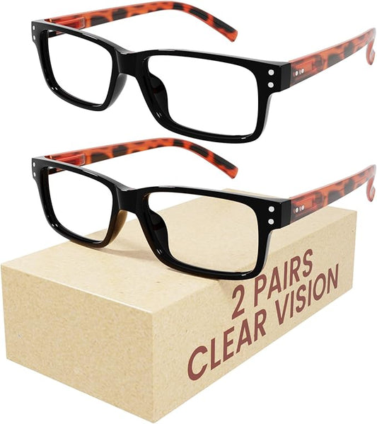 Eyekepper 2 Pairs Blue Light Blocking Reading Glasses for Men Women - UV Protection Spring Hinge Computer Readers