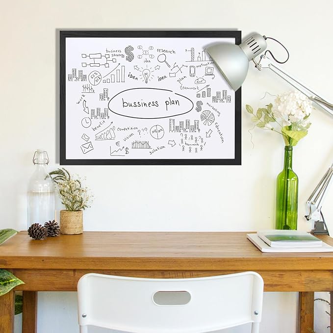 Dry Erase White Board for Wall, Magnetic Whiteboard, Hanging Board for Decoration/Planning/Drawing/Memo,for Office/School/Home 17.7"x 23.6"-Black