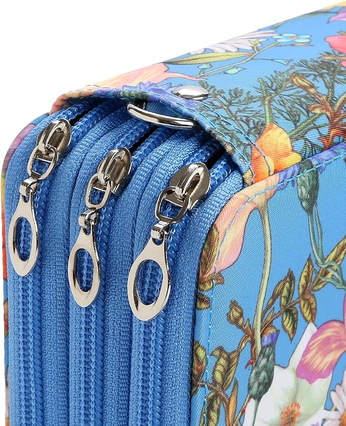72 Slots Pencil Case Organizer w/Removal Handle Strap | 3-Layer Zipped Pencils Box Large for Colored Pencils Watercolor Pencils for Office and Travel for Artist