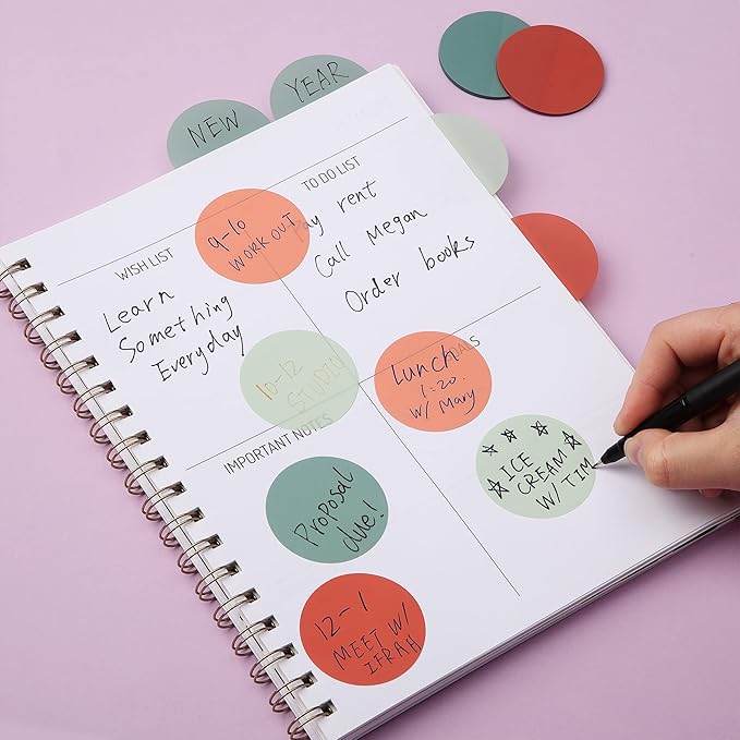 Mr. Pen- Round Transparent Sticky Notes, 1.8”, 4 Pads with Black Fineliner, 200 Sheets, Smooth Writing, Water-Resistant, Clean Removal, Easy-Peel Sticky Notes for Bible Journaling & Planning