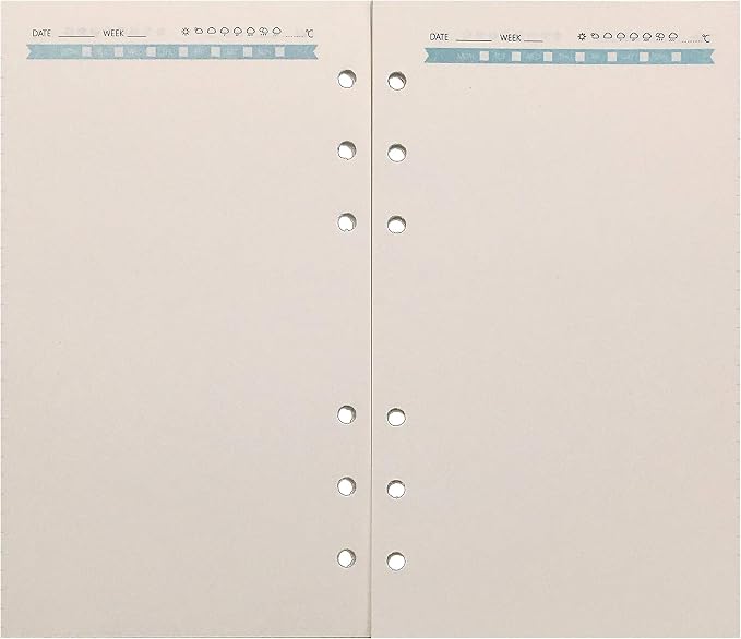 Zelten Refills/Loose Leaves for A6 Cover Ring Binder/Personal Organizer/Planner(A6 6 Holes, Blank Blue)