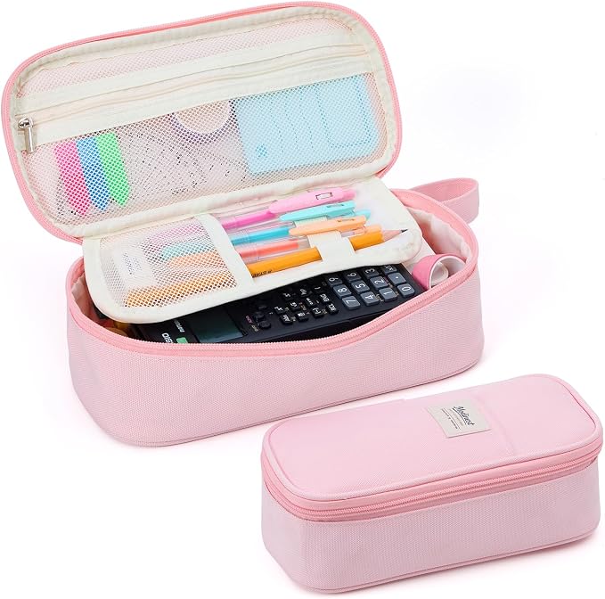 Pencil Case Pouch, Large Capacity Pen Bag Organizer, Cute Aesthetic Pencil Box for Girls Boys Kids, Back to School Supplies, Teacher Supplies Classroom Essentials, Pink