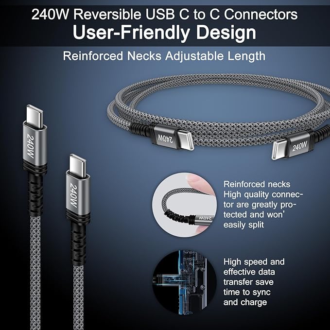for iPhone 17 Pro Max Carplay USB C to USB C Cable 3FT Fast Charging for iPhone 17 Air 16E 16 Pro Max 16 Plus 15,240W USBC to USBC Car Charger Cable for Samsung Galaxy S25 Ultra S24S26/S26 Ultra/S26+