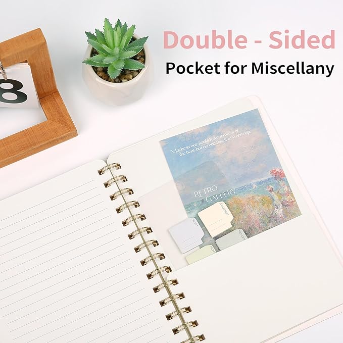 Spiral Notebook-5.75" x 8.125" College Ruled Journal with Inner Pockets and 160 Pages,PU Leather Cover Business Journal, Twin-Wire Binding Notebook Perfect for Office & Home School Supplies 6 pack Reefblue