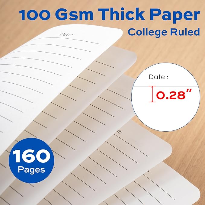 deli Navy Blue Lined Spiral Journal Notebook, 160 Pages, A5 (5.5"x8") Hardcover Writing Notebook, College Ruled Spiral Bound Journal for Women & Men - Perfect for Work, School, Office & Note Taking