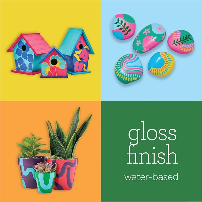 Apple Barrel Gloss Acrylic Craft Paint and Brush Kit, Set of 36