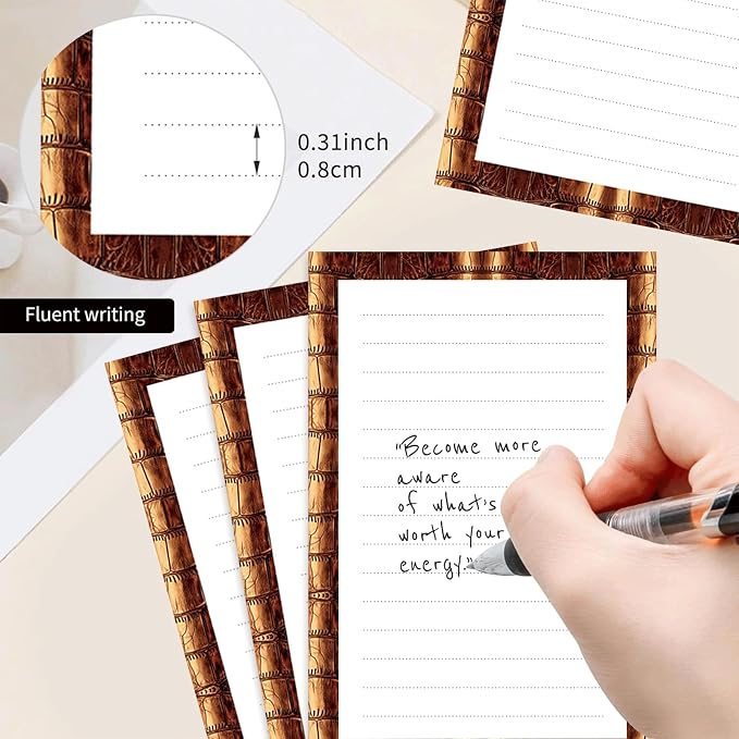 2 Pack Lined Sticky Notes 4x6 in, Cute Self-Stick Notepads with Lines, Large Memo Pads Strong Adhesive for Office, Home Crocodile Pattern