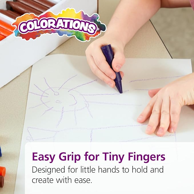 Colorations Chubby Crayons for Kids, Set of 200 - Rainbow - Classroom Supplies - 2.68" L by .56" Dia Each) - Toddlers, Bulk, Washable, Non-Toxic, Jumbo
