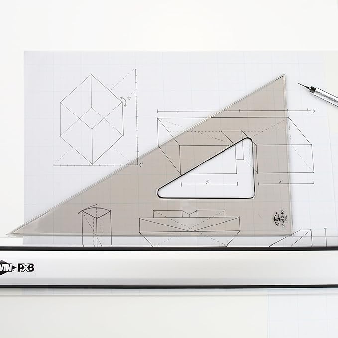 Alvin, SK360-12, 12" Smoke-Tint Triangle Ruler, Math Geometry Tool - 30/60 Degrees