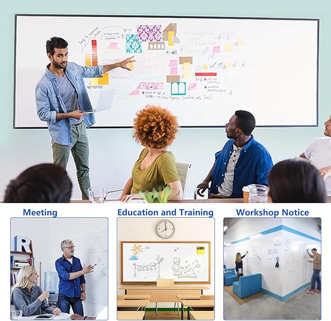Self-Adhesive Dry Erase Whiteboard Sticker, 47.24" x 23.62" Magnetic Receptive White Board Wall Film, No Ghosting, Easy Write & Clean | Peel & Stick for Office, Home & Classroom,Incl. Accessories