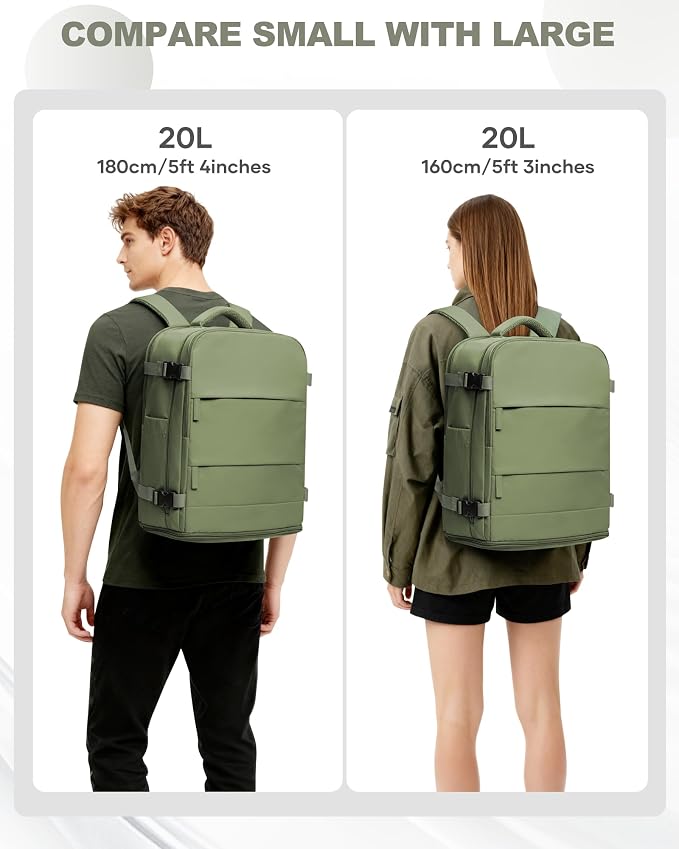 coowoz Travel Backpack Carry On for Women Man Gym Backpack with Laptop Compartment Mochila de Viaje Teacher Personal Item Backpacks Rucksack Airplane Accessories Must Haves,Gray Green Small