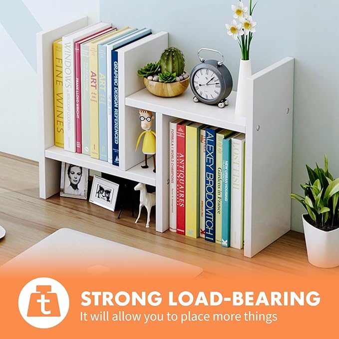 ShellKingdom Desk Shelf Organizer, H-Shaped Desktop Shelves, Adjustable Desktop Corner Shelf, Bookshelf Storage Rack and Cubicle Decor for Desk, Tabletop, School, Office, Dorm Desk Organizer - White
