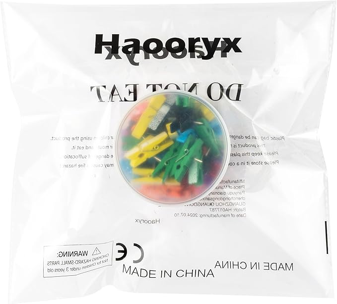Haooryx Push Pin with Wooden Clips - 48Pcs Back To School Cork Bulletin Board Tack Thumbtacks Composition Notebook Clothes Pin Shaped Photo Clip for Back to School Classroom Board Artwork Teacher Gift