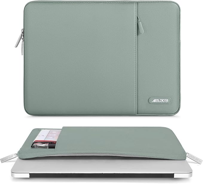 MOSISO Laptop Case 16 inch, 15-15.6 inch Laptop Sleeve Compatible with MacBook Pro 16 M5 M4 M3 M2 M1, HP Acer Dell Lenovo ASUS, Polyester Vertical Computer Sleeve Bag with Pocket, Antique Green