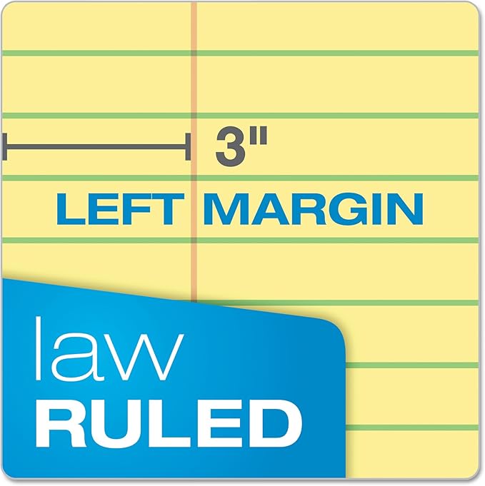 Ampad 20245 Double Sheets Pad, Law Rule, 8 1/2 x 11 3/4, Canary, 100 Sheets (Pack of 2)