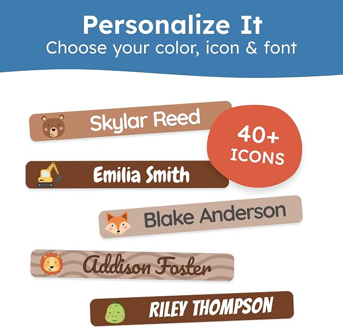 Personalized Kids Name Labels for Pencils Brown [150pcs] - Waterproof Name Stickers for School & Daycare - Pencil Custom Name Stickers - Children Name Stick On Labels for Pens (2.0”x0.3”)