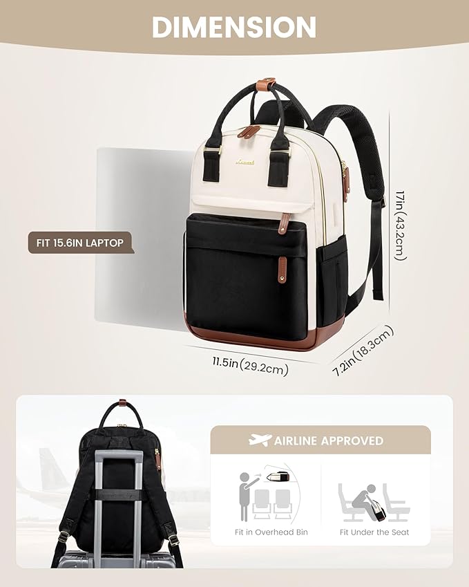 LOVEVOOK Travel Laptop Backpack Women, 15.6 Inch Anti-theft Laptop Bag with USB Port, Fashion Waterproof Computer Backpacks Teacher Nurse Backpack Purse for College School Work