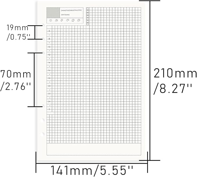 NatSumeBasics A5 Refills Paper 5" x 8" Undated Daily Binder Planner Inserts 90 Sheets 6 Holes Pocket Notebook Papers for Personal Travel Journal Diary (2 A5 Daily)