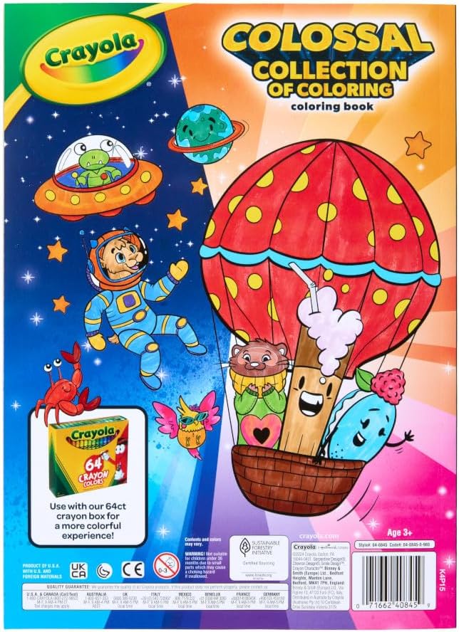 Crayola Colossal Collection of Coloring, 288 Coloring Book Pages, 2 Sticker Sheets, Coloring Book for Kids & Adults, Toddler Travel Activity, 3+