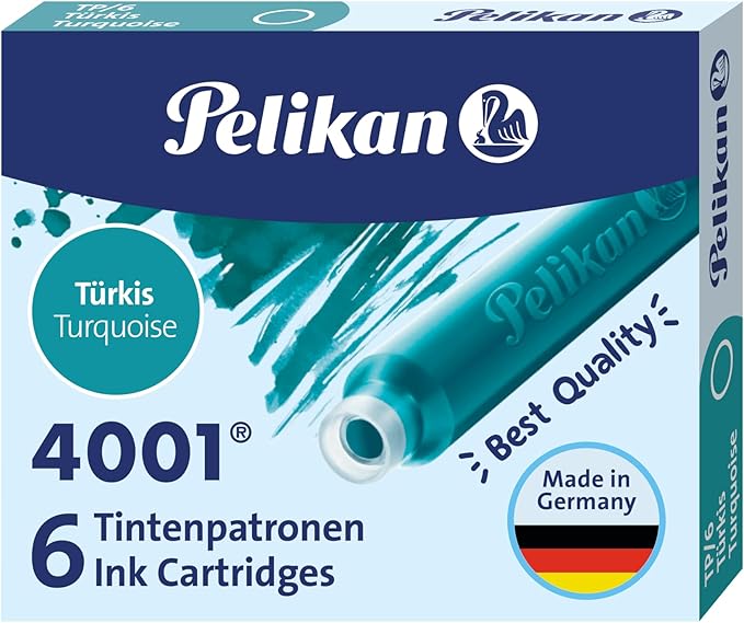 Pelikan Fountain Pen Cartridge 4001 Turquoise Blue Tp/6