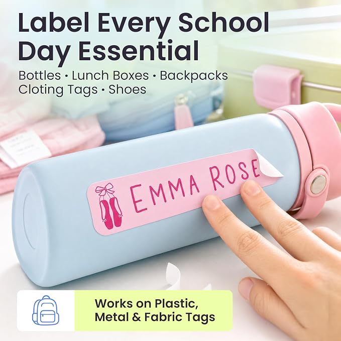 Label Daddy Personalized Name Labels for School, Ballet Design | Waterproof Name Tags for Kids, Washable Custom Daycare Labels, Clothing, Lunch Boxes, Water Bottles and More, 128 Ct & 256 Ct