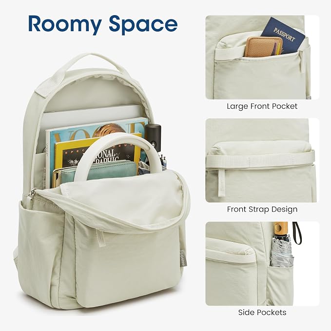 G4Free Small Backpack for Women, lightweight Daypacks for Travel School | Water-resistant Nylon Backpack, fits 13.3" laptop, Multi-pockets, Trolley strap, Comfy padded straps