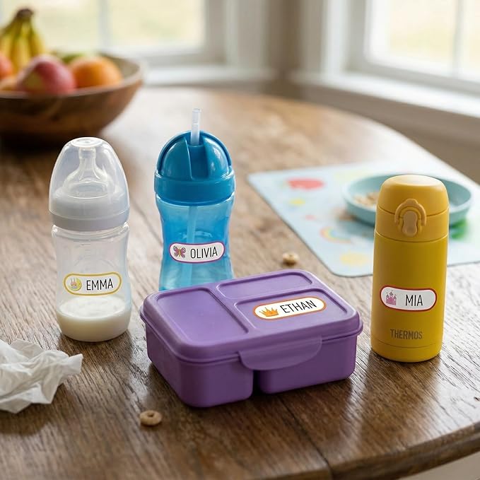 Waterproof Name Labels for Daycare - Name Stickers for Kids Stuff & School Supplies - Write on Baby Bottle Cup Labels - Dishwasher Safe - Pack of 120.