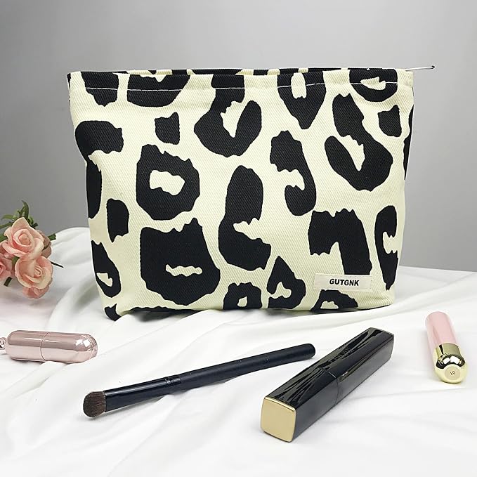 GUTGNK Women's Cosmetic Bag - Foreign Style Rice Leopard Print, Travel Cosmetic Bag, Skin Care Cosmetics Changing and Washing Convenient Tote Bag Zipper Storage Bag