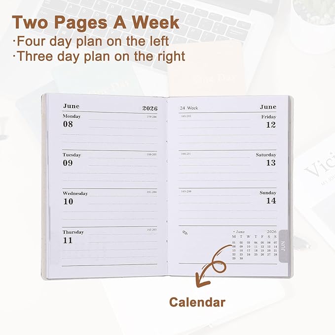 PATIKIL 2026 Daily Planner Notebook, 4.2 x 3.1" 64 Sheets Undated to Do List Daily Weekly Monthly Goals Pocket Notebook for Office Home Study Work Weeding Time Management, Colorful Blue