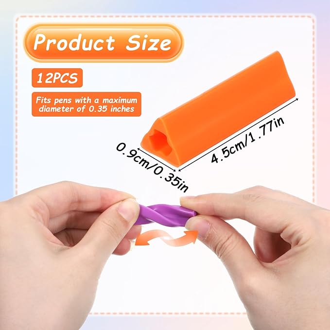 12PCS Triangle Grips for Pencils, 1.77in Multicolour Pen Grips Comfort Ergonomic Writing Aid for Student Adult Handwriting Drawing Stylus