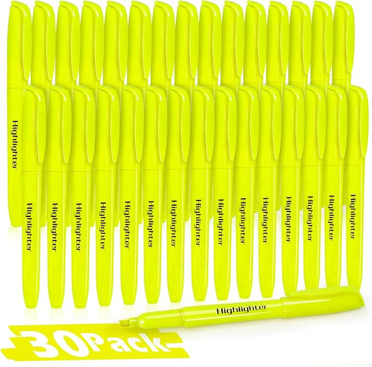 V-Opitos 30 Pack Yellow No Bleed Highlighters with Soft Chisel Tips | Bright Highlighters, Office Supplies, School Supplies